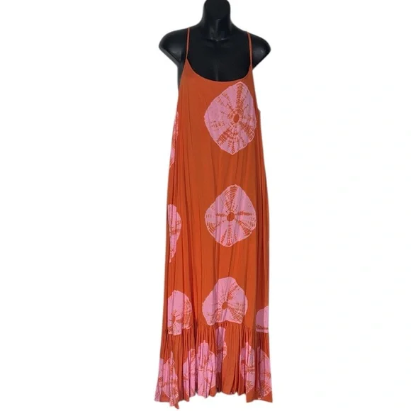 Norblack norwhite women’s medium tie dye maxi dress ruffle hem Resortwear - Picture 2 of 6